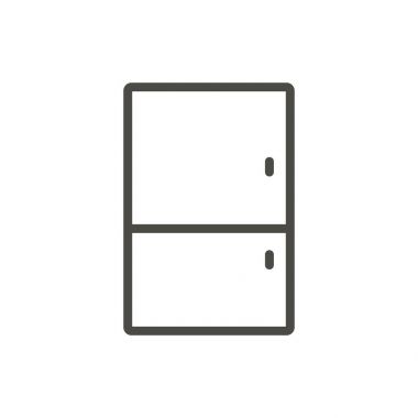 Buzdolabı simge vektör. Anahat buzdolabı, çizgi mutfak sembolü.