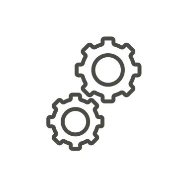 Dişli simge vektör. Anahat ilerleme, satır dişli sembolü.