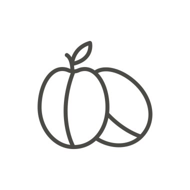 Erik simge vektör. Anahat meyve, satır Erik sembolü.