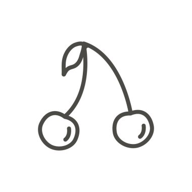 Kiraz simge vektör. Anahat meyve, satır kiraz sembolü.