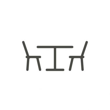 Masa sandalye simge vektör. Satır Restoran sembol.