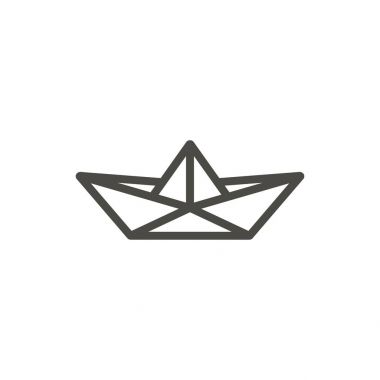 Kağıt tekne simge vektör. Çizgi origamy sembolü.