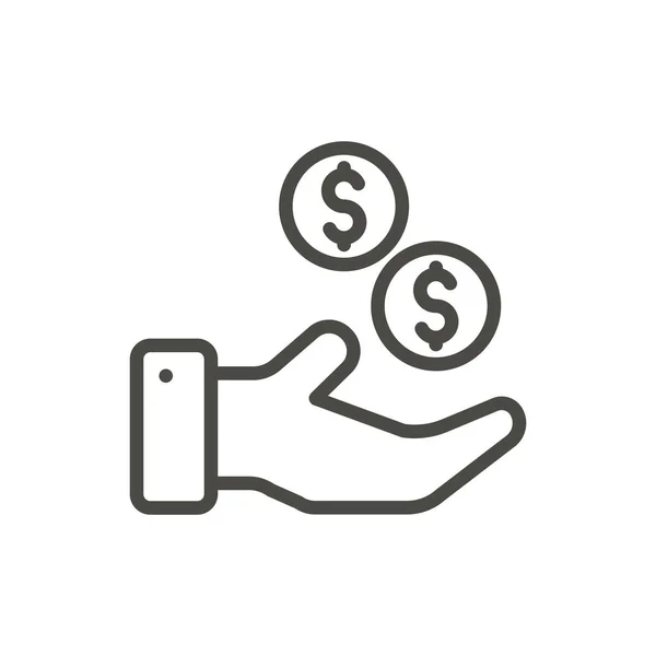Vettore di icone a mano di denaro. Simbolo bancario linea . — Foto Stock