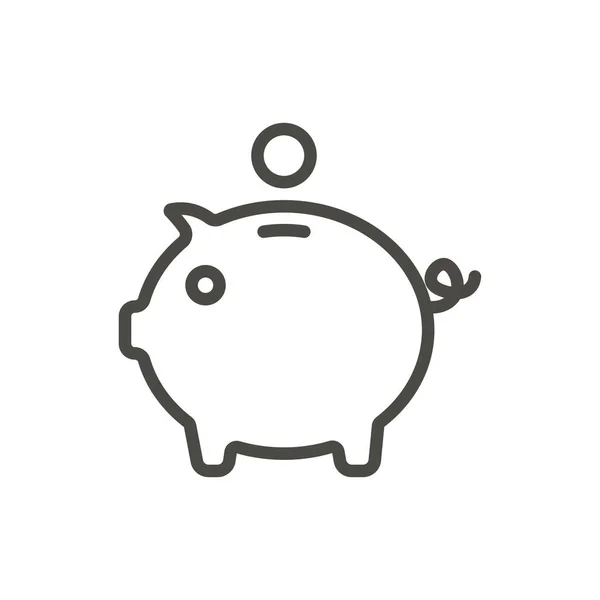 Piggy vettore di icone di denaro. Simbolo banca linea . — Foto Stock