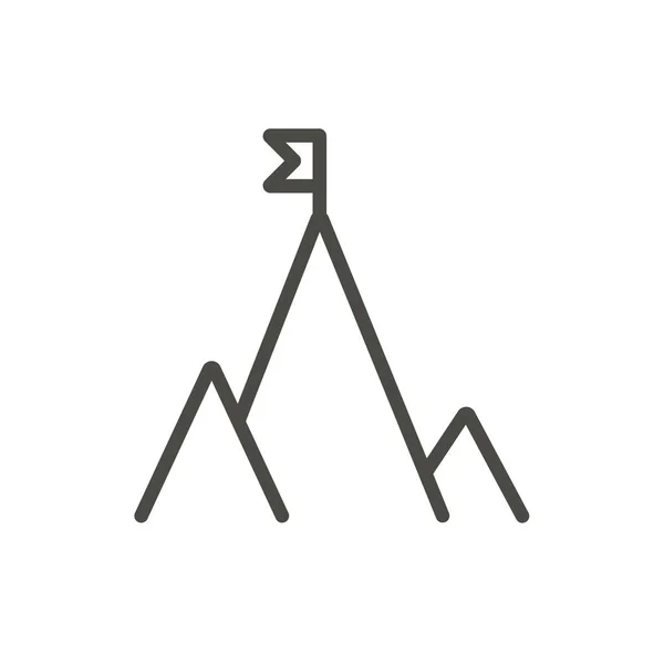 Mountain flag icon vector. Line success symbol. — Stock Photo, Image