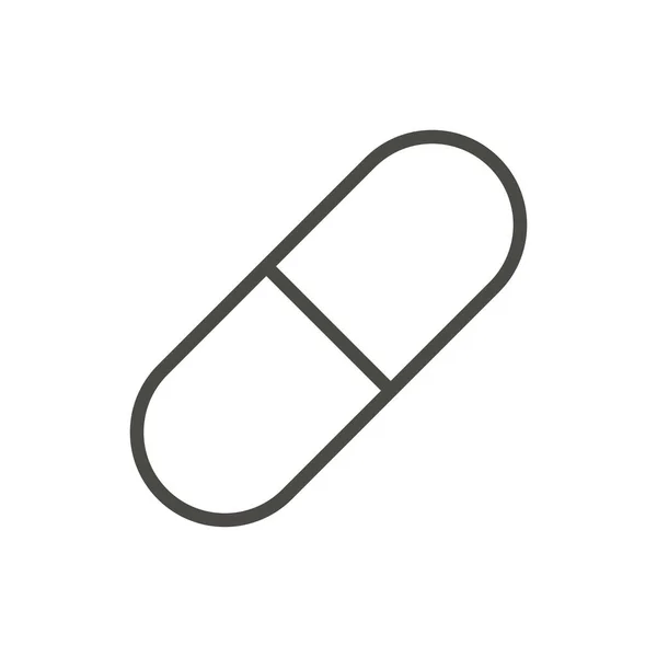 薬アイコン ベクトル。カプセル錠剤のライン シンボル. — ストック写真