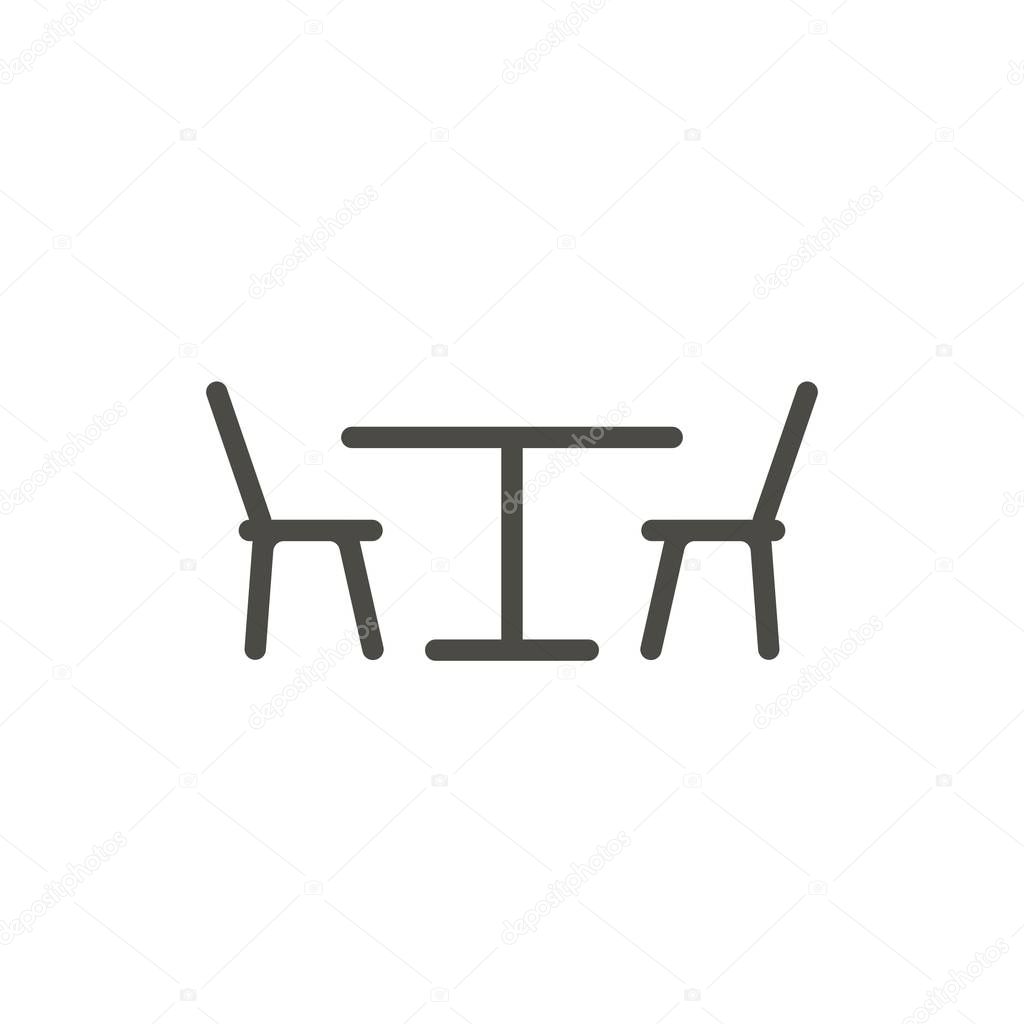 Table chair icon vector. Line restaurant symbol.