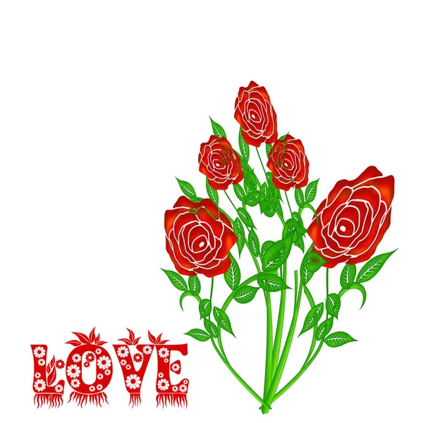 Roses rouges avec amour — Photo