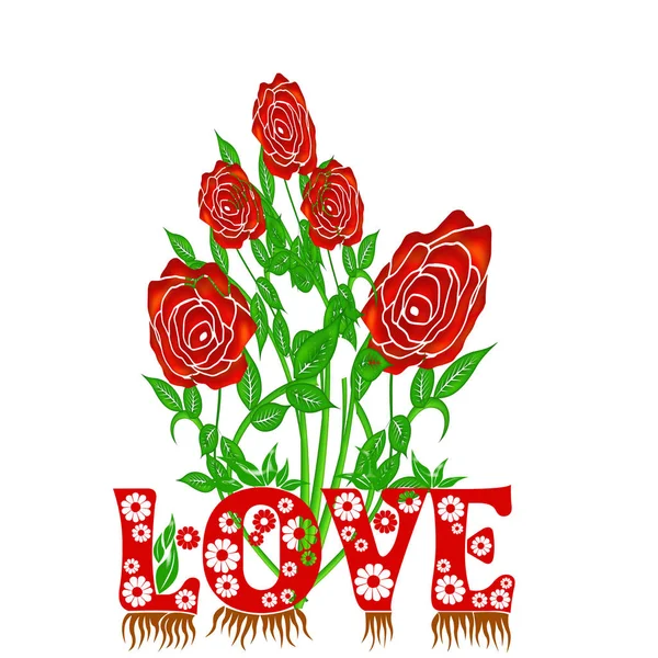 Rote Rosen mit Liebe — Stockfoto