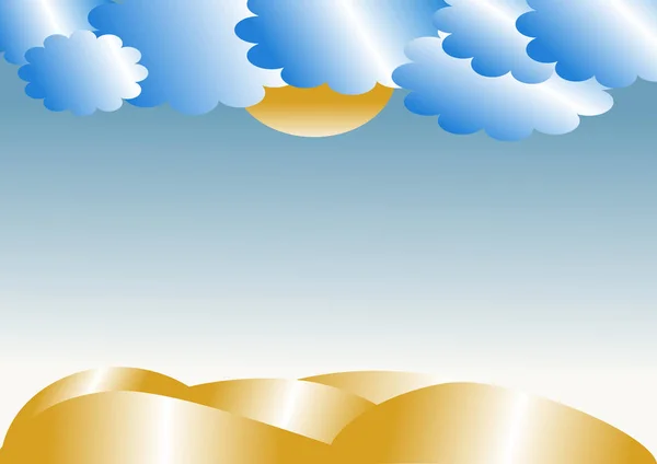 Nubes y cielo con montículos — Vector de stock