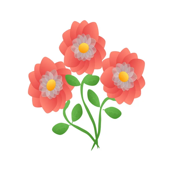 Τρία λουλούδια ροδάκινο — Διανυσματικό Αρχείο