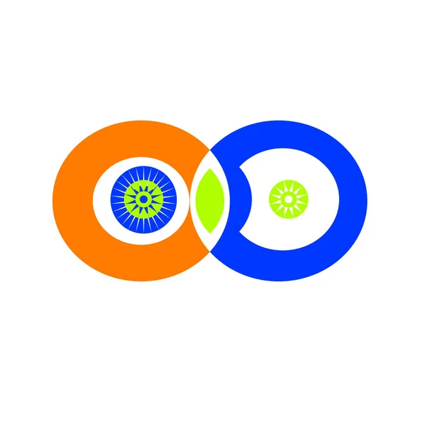 Ilustración de infinitos símbolos con anillos naranja y azul — Vector de stock
