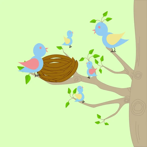 Дерево с птицами — стоковый вектор