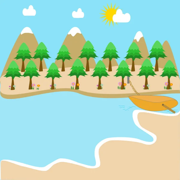 Un paisaje escénico con una playa . — Vector de stock