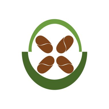 Kahve çekirdekleri yeşil bir daire illüstrasyon vektör
