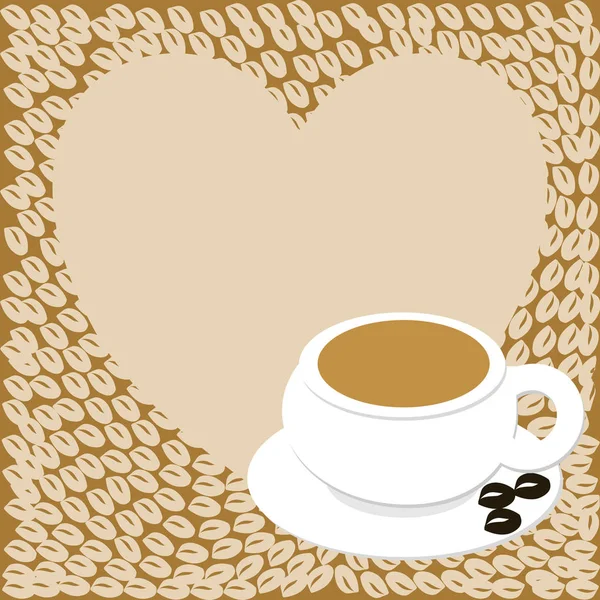 Srdce s kopie místo a pohár s kávová zrna — Stockový vektor