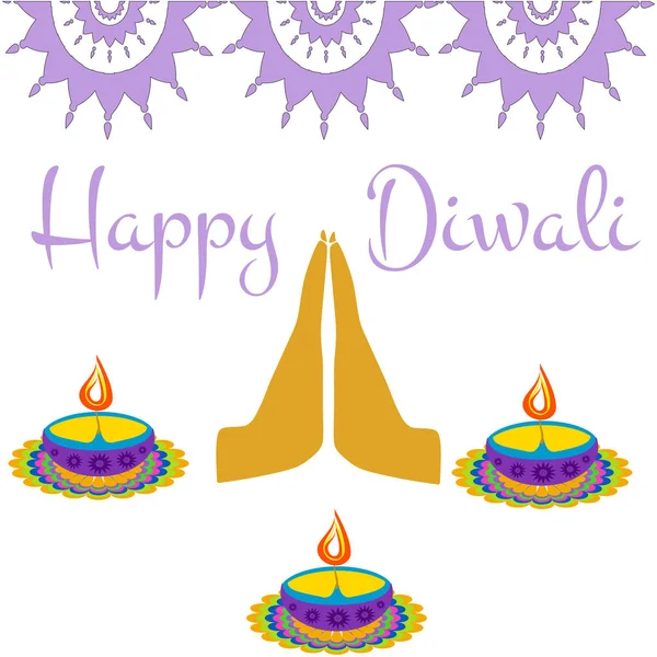 Luces Diwali felices — Vector de stock
