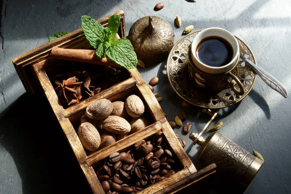 Black coffee with spices