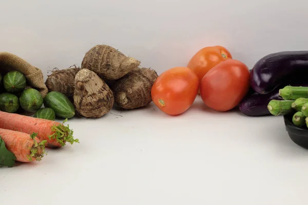 Verduras indias de tomates, zanahorias, ñame, calabaza puntiaguda, Gre — Foto de Stock