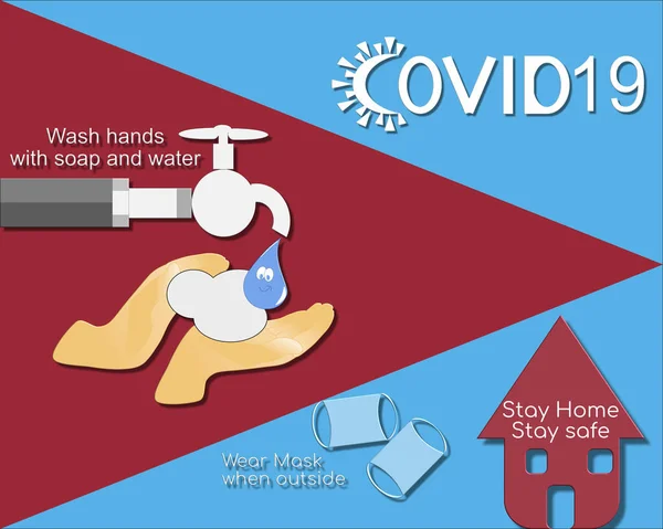 Infographics Ukazující Jak Zabránit Covid 2019 Mytím Rukou Mýdlem Vodou — Stock fotografie