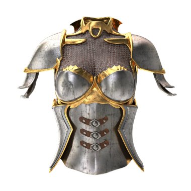 woman armor 3d illustration isolated on white background clipart