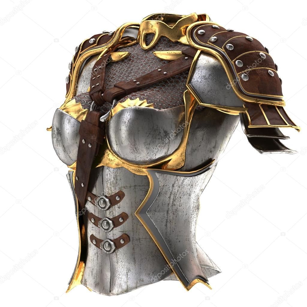woman armor 3d illustration isolated on white background