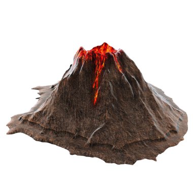 Yanardağ lav isolatedbackground duman olmadan. 3D çizim