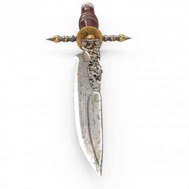 Eski hançer vintage nadir ve tahsil beyaz izole oyulmuş. 3D çizim