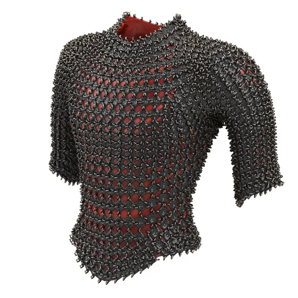 Armure de chaîne en fer sur fond blanc isolé, illustration 3D — Photo