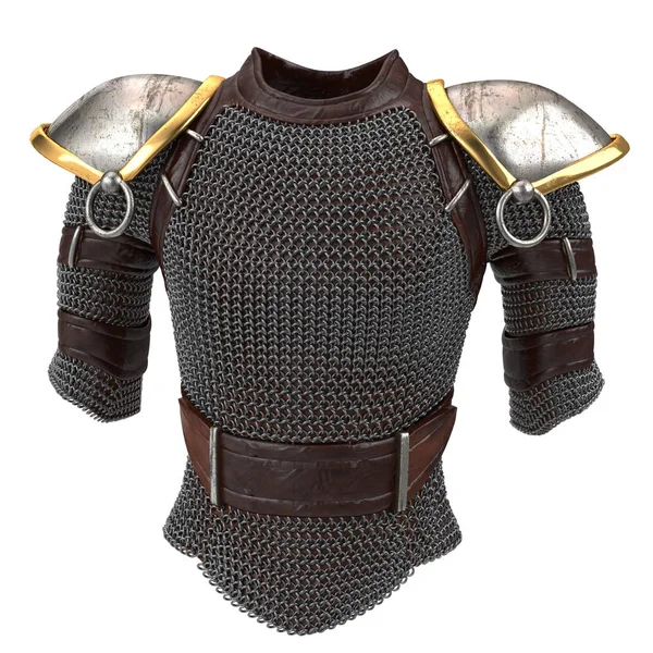 Iron chain armor on isolated white background, 3d illustration — Stock Photo, Image
