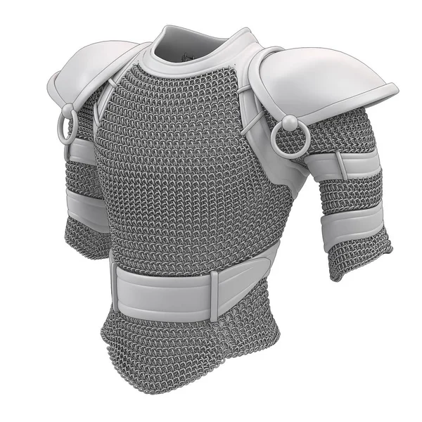 Armure grise stylisée pour le style dessin animé sur fond blanc isolé. Illustration 3d — Photo