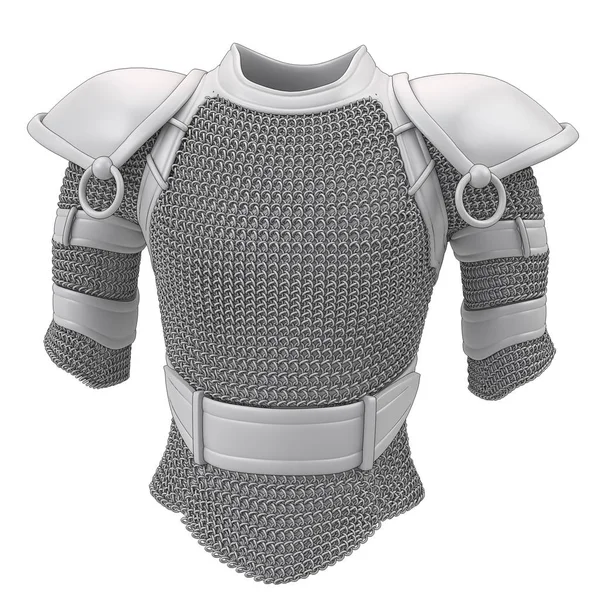 Armure grise stylisée pour le style dessin animé sur fond blanc isolé. Illustration 3d — Photo