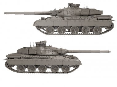 askeri Fransızca Amx 30b2 izole bir beyaz arka plan üzerinde tank. 3D çizim