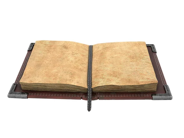 Old open book on isolated white background. 3d illustration — Stock Photo, Image