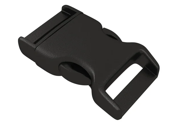 Black plastic buckle on an isolated white background. 3d illustration — Stock Photo, Image
