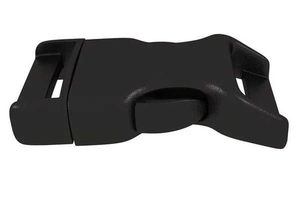Czarna plastikowa klamra na na białym tle. ilustracja 3D — Zdjęcie stockowe