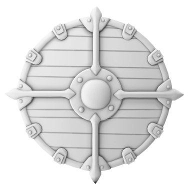 Viking kalkan deseni siyah ve beyaz 3D illüstrasyon
