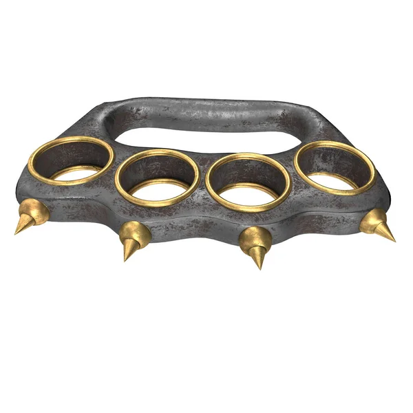 Iron brass knuckles with spikes on an isolated white background. 3d illustration — Stock Photo, Image