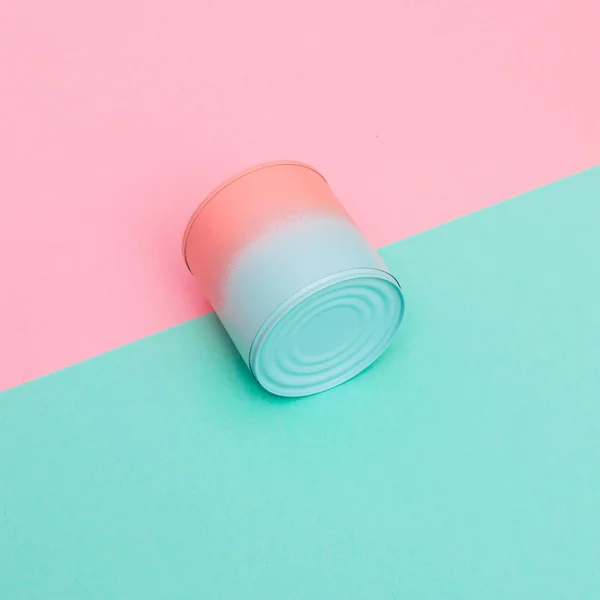 Pink and blue can of soup — Stock Image Pink and blue can of soup Royalty Free Stock Photos