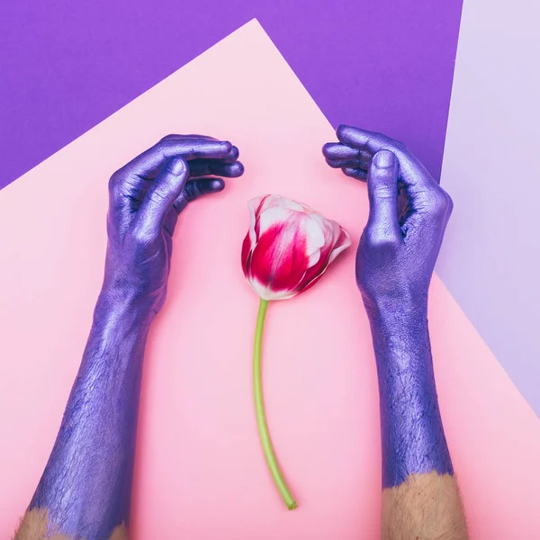 Ppearly purple hands and tulip