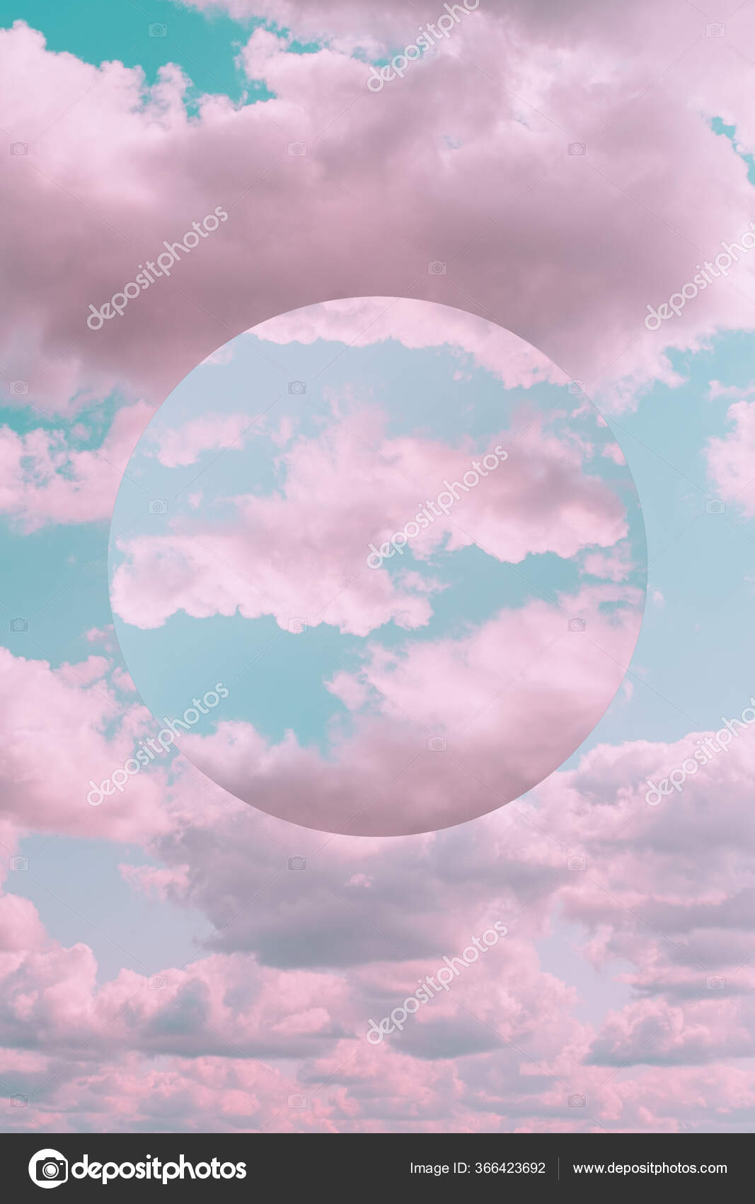 Aesthetic Art Collage Beautiful Turquoise Sky Pink Clouds Mirror Reflection Stock Photo Image By C Katya Havok 366423692