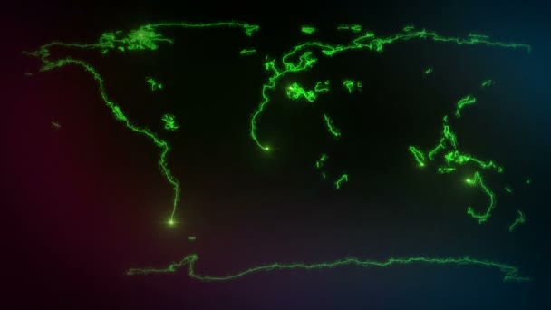 Weltkarte gezeichnete Linien Stadt — Stockvideo