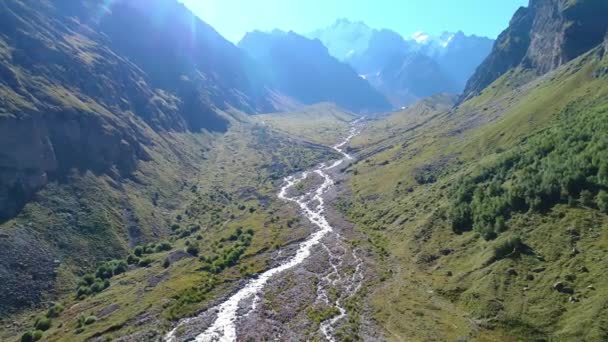 Hermoso Desfiladero Montaña Glaciar Derritiéndose Norte Del Cáucaso Rusia — Vídeos de Stock