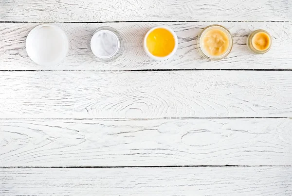 Top view of spa cosmetics, body and skincare cream jars — Stock Photo, Image