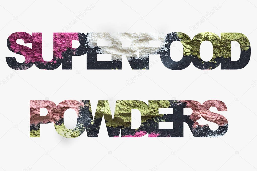 Superfood powders text on white