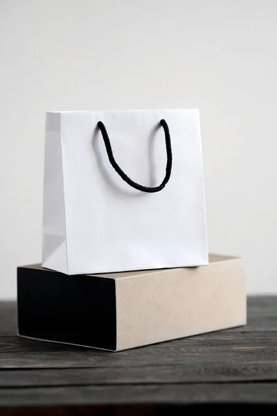 White paper bag and craft gift box