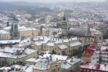 Ukrayna, Lviv - Aralık, 15, 2016: Lviv kış günü. Görünümü 
