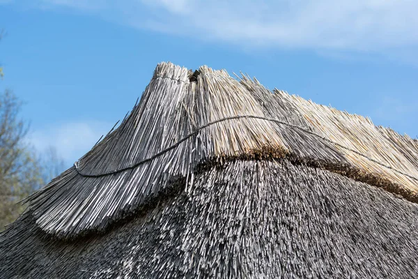 Крыша из тростника. Традиционная крыша из экологического материала - тростник . — стоковое фото
