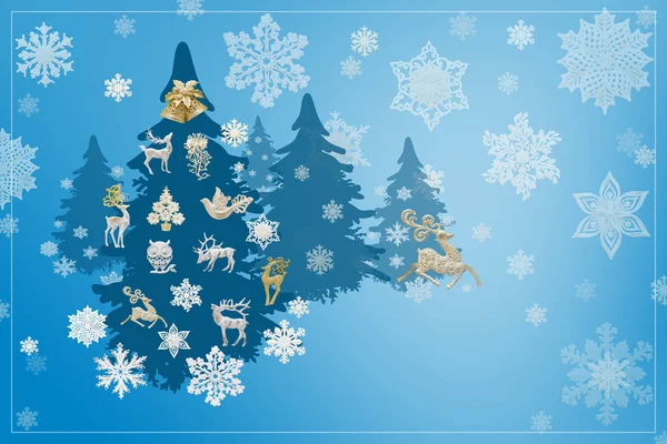 Jul och nyår dekorationer: julig fir tree med sn — Stockfoto