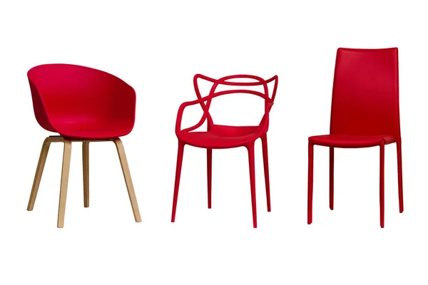 Red chairs. Part 1. Isolated, white background. — Stock Photo, Image